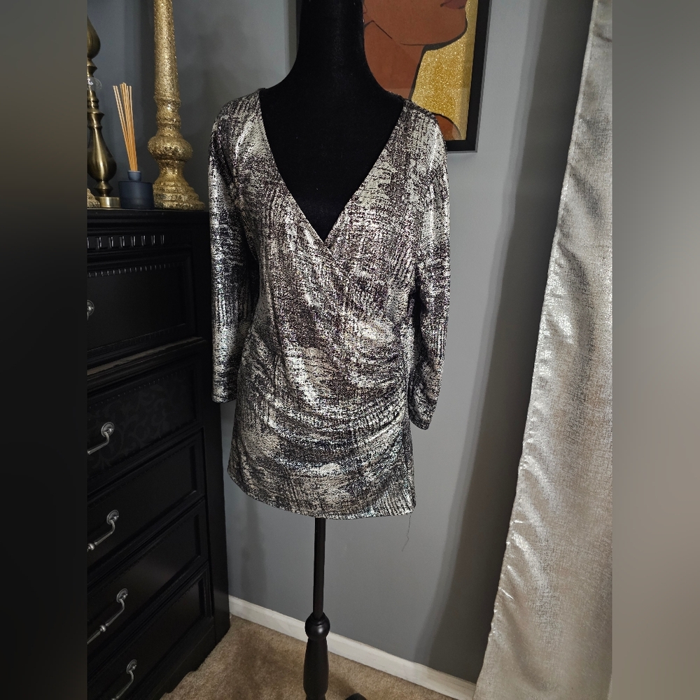 Torrid Black and Gray Patterned Blouse
